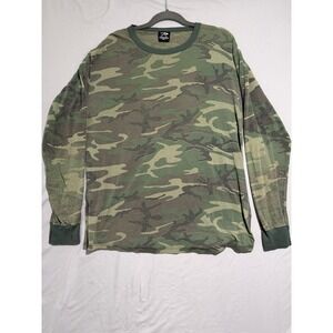 rothco brand ls camoflauge green ringer tee, men's 2x t-shirt